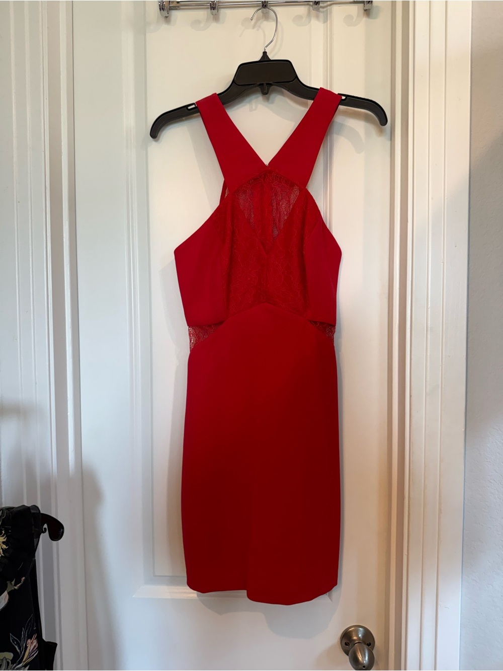 BCBGeneration Red Lace-Panel Mini Dress